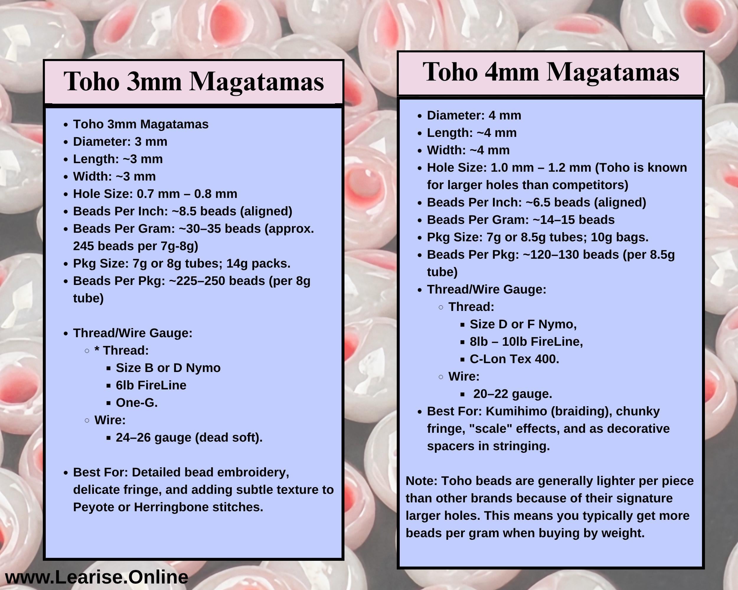 TOHO Magatama 3mm Tube 2.5" : Ceylon Impatiens Pink