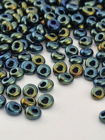 TOHO Magatama 3mm Metallic Iris - Green/Brown 2.5 Tube