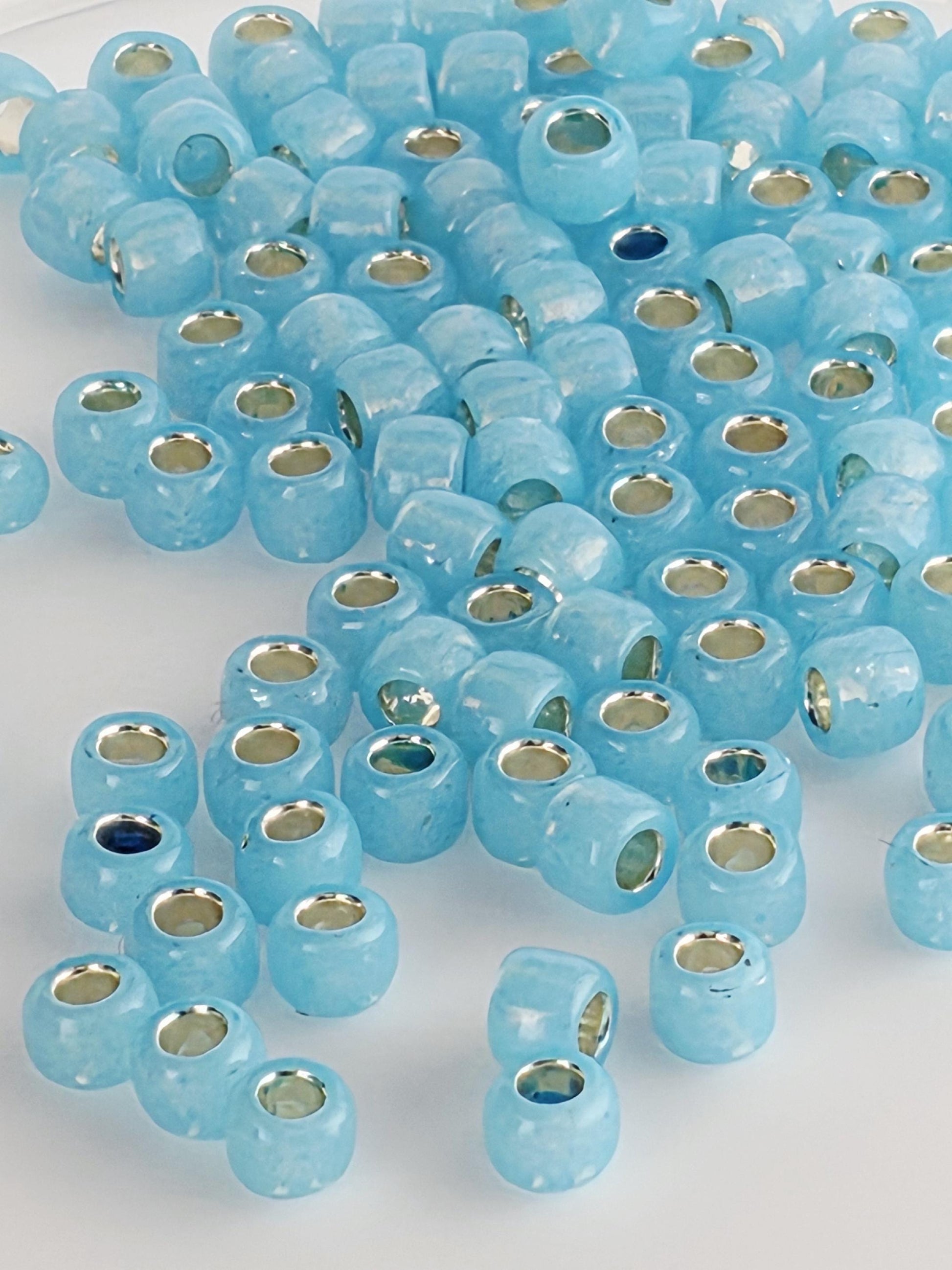 TOHO Round 6/0 Tube 2.5" : Silver-Lined Milky Aqua