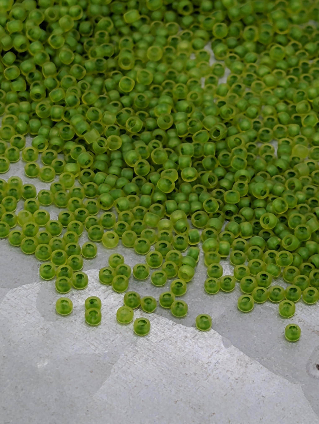 Inside-Color Frosted Jonquil/Shamrock-Lined Size 15/0 Toho Round 2.5" tube | Japanese Seed Beads | Bead Weaving Embroidery Supply
