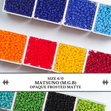 Matte Seed Beads mix, frosted glass, Japanese size 6, 15g