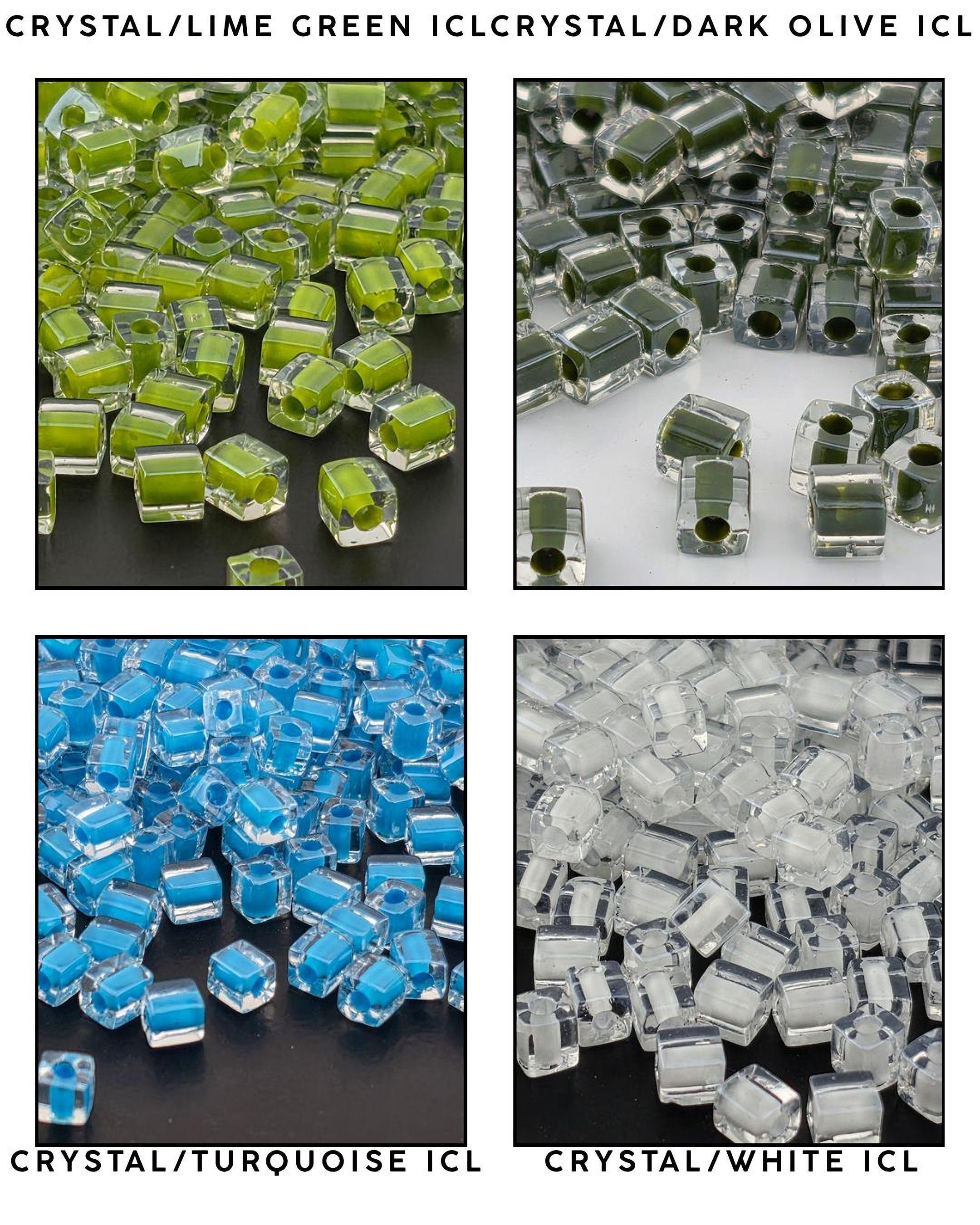 Miyuki 4mm Cube Beads 15g - Crystal, Inside Color Lined & Opaque - Choice of 21 Colors or Full Collection Set - Japanese Glass Square Bead