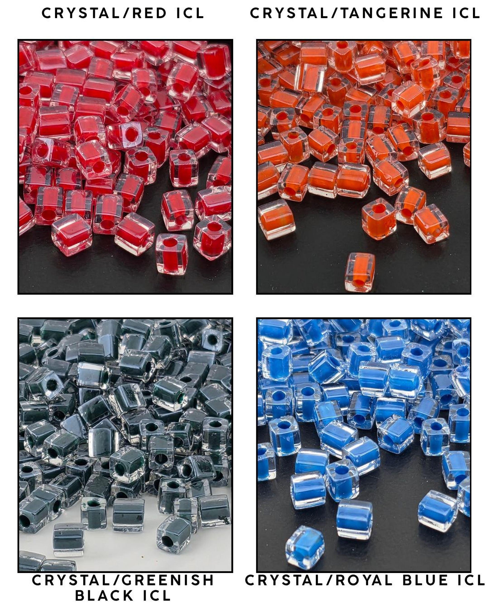 Miyuki 4mm Cube Beads 15g - Crystal, Inside Color Lined & Opaque - Choice of 21 Colors or Full Collection Set - Japanese Glass Square Bead