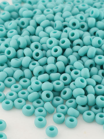 Preciosa 8/0 Seed Beads Opaque Matte Green Turquoise Size 8/0 - 15g - Czech Glass Rocaille for Jewelry Making