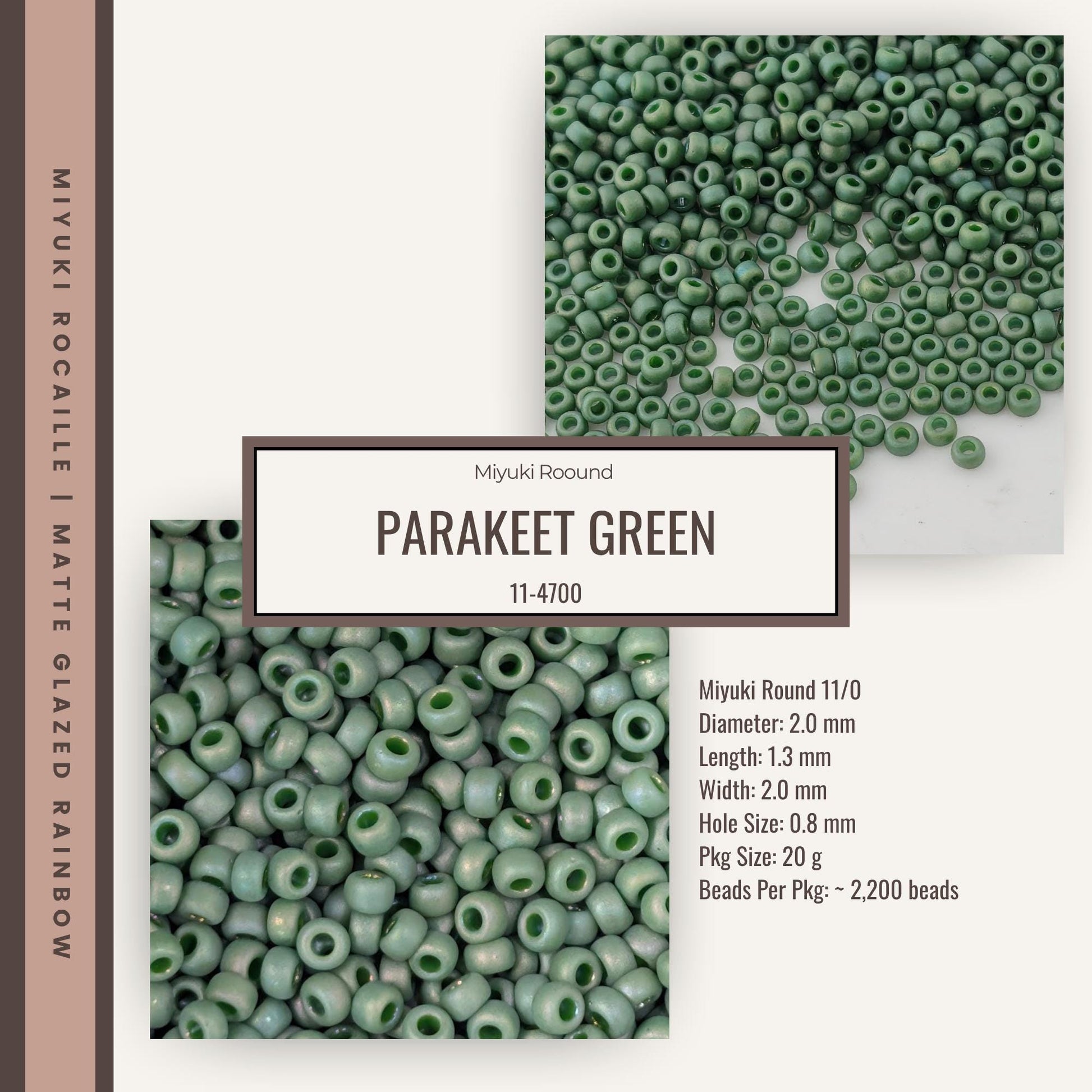 Miyuki Rocaille Size 11/0 | Matte Glazed Rainbow | 20g