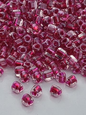 Crystal/Raspberry Inside Color Lined Miyuki Triangle Size 10/0 (15g Pkg)