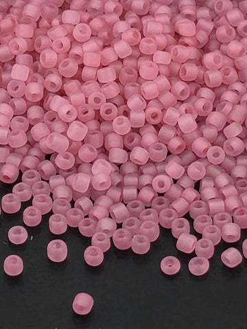 Dusty Rose Translucent Matte Inside-Dyed Matsuno Seed Beads | Size 11/0 (2mm) | 15g, ~1650 pcs