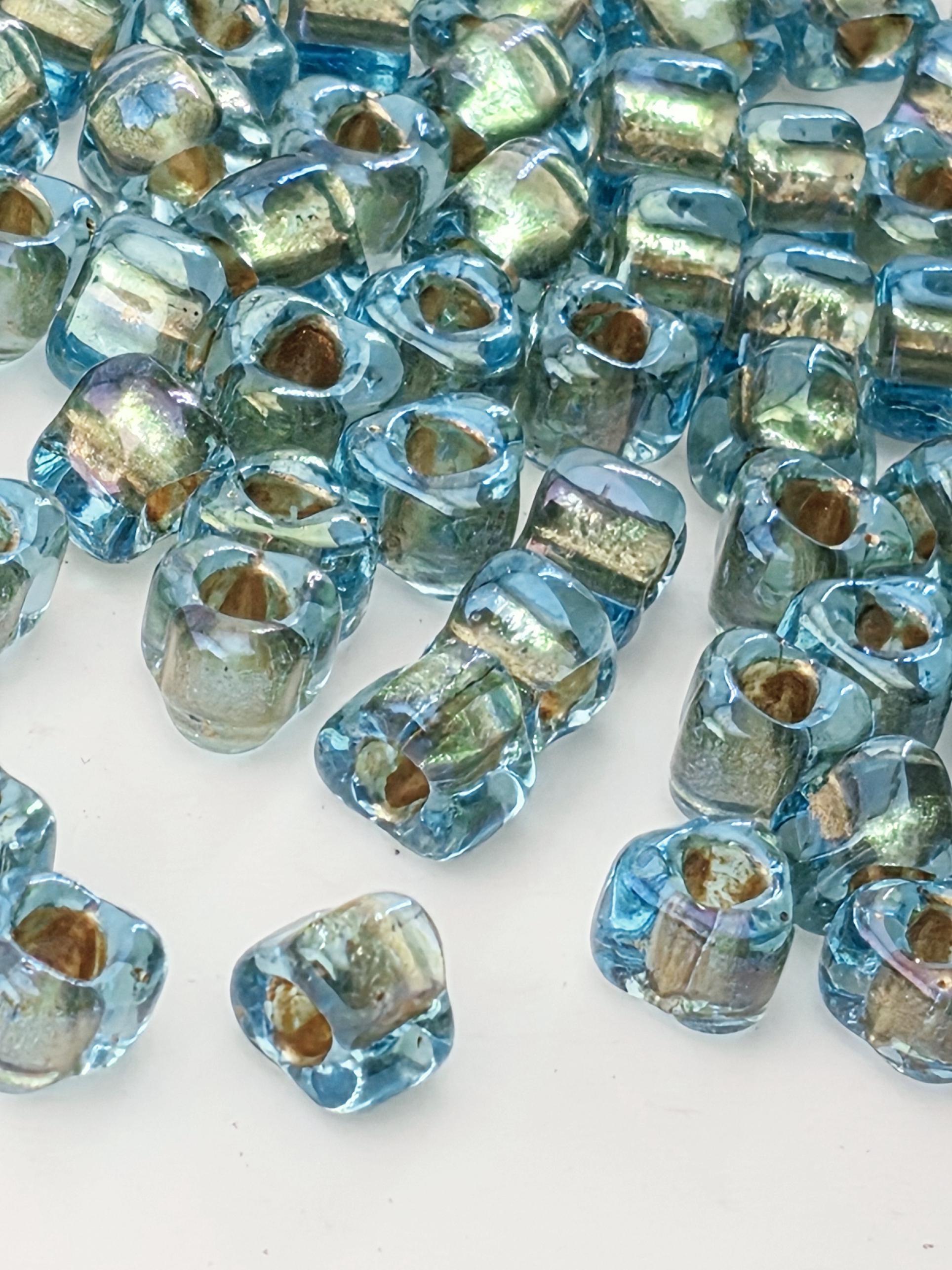 Blue/Bronze Inside Color Lined Sparkle Miyuki Triangle Size 5/0 (15g Pkg)