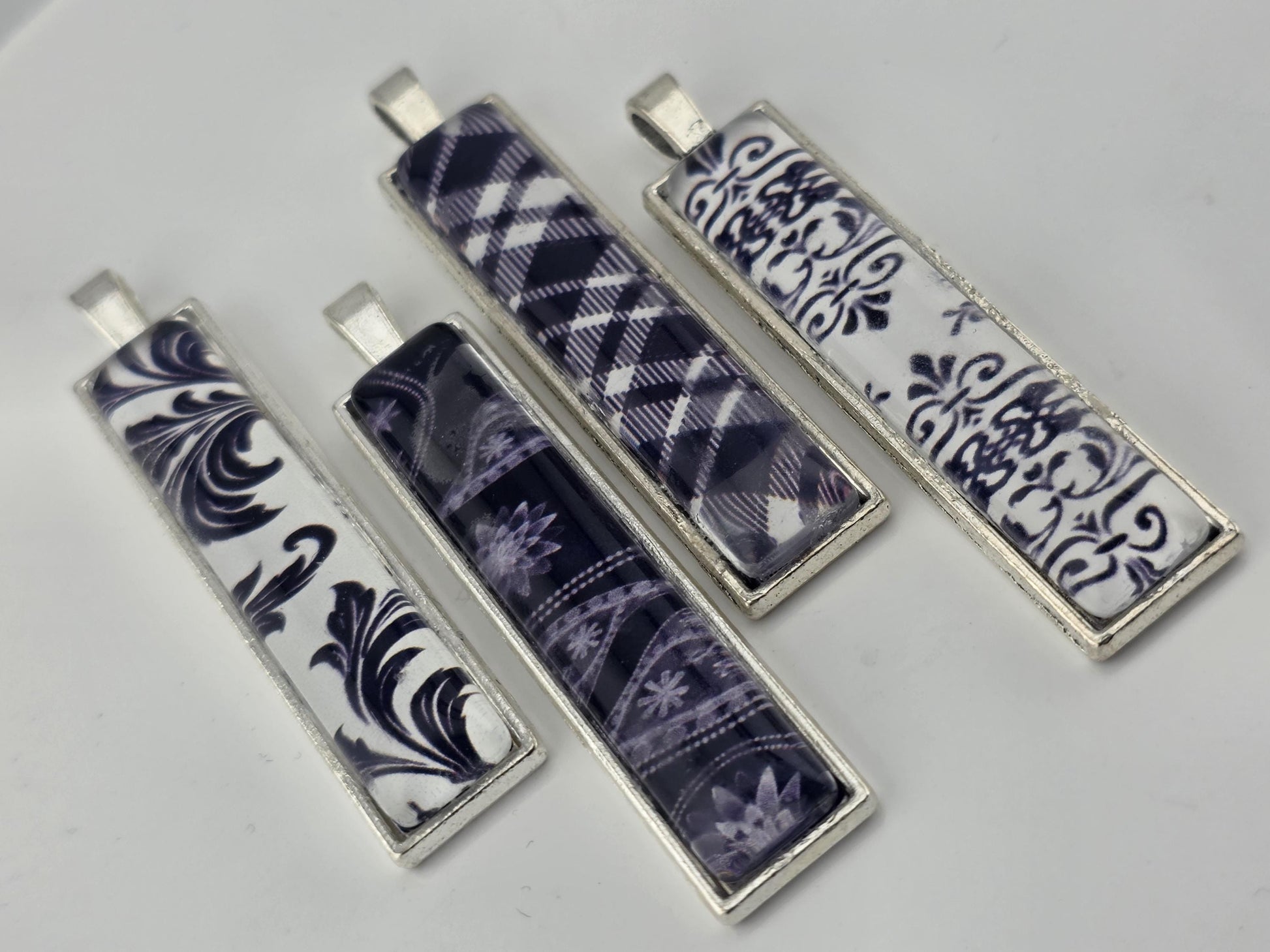 Smoke and Silver Bead Soup Mix | Black and White Damask Glass Beads | Toile Bar Cabochon Pendants | DIY Jewelry Making | Learise Curated Mix