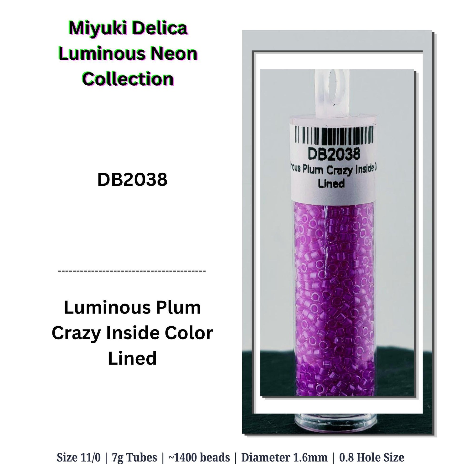 Miyuki Delica Luminous Bright/Neon Collection | 7g Tubes | Choose from 10 Colors or the Collection