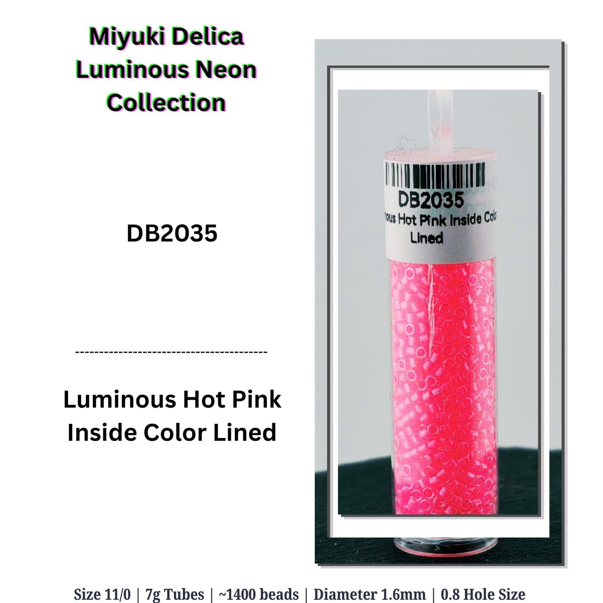 Miyuki Delica Luminous Bright/Neon Collection | 7g Tubes | Choose from 10 Colors or the Collection