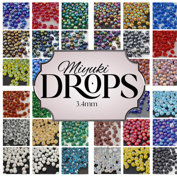 Miyuki Drop Beads 15g Tube - 3.4mm DP - Japanese Glass Seed Beads - Choice of 44 Colors or Full Collection Set - Bulk Supply for Bead Soup