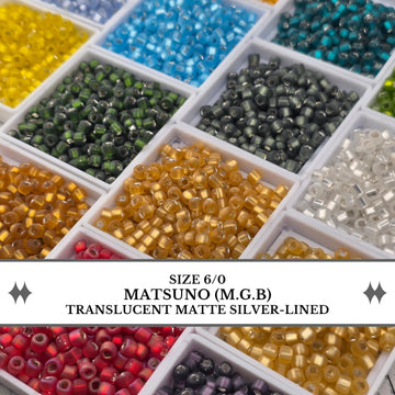 Matsuno Dyna-Mites 6/0 Silver Lined Matte Seed Beads - 15g Pkg - Approx 180 pcs