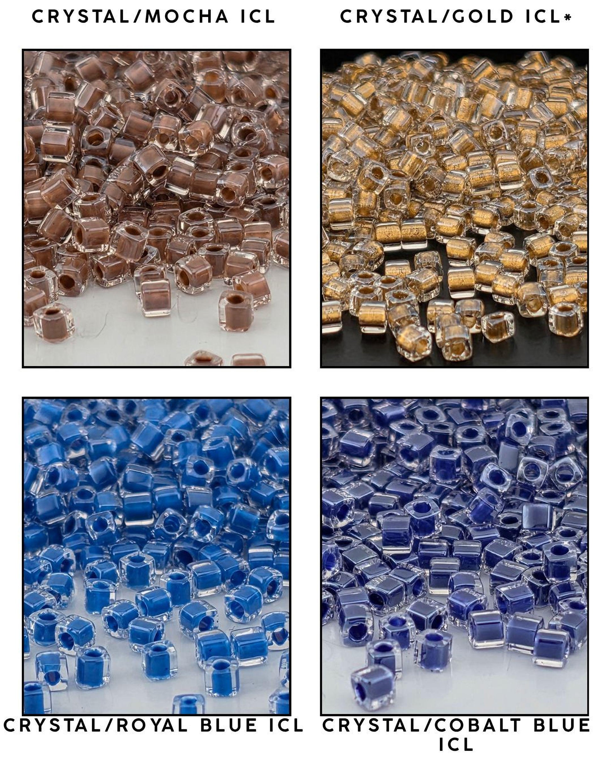 Miyuki 4mm Cube Beads 15g - Crystal, Inside Color Lined & Opaque - Choice of 21 Colors or Full Collection Set - Japanese Glass Square Bead