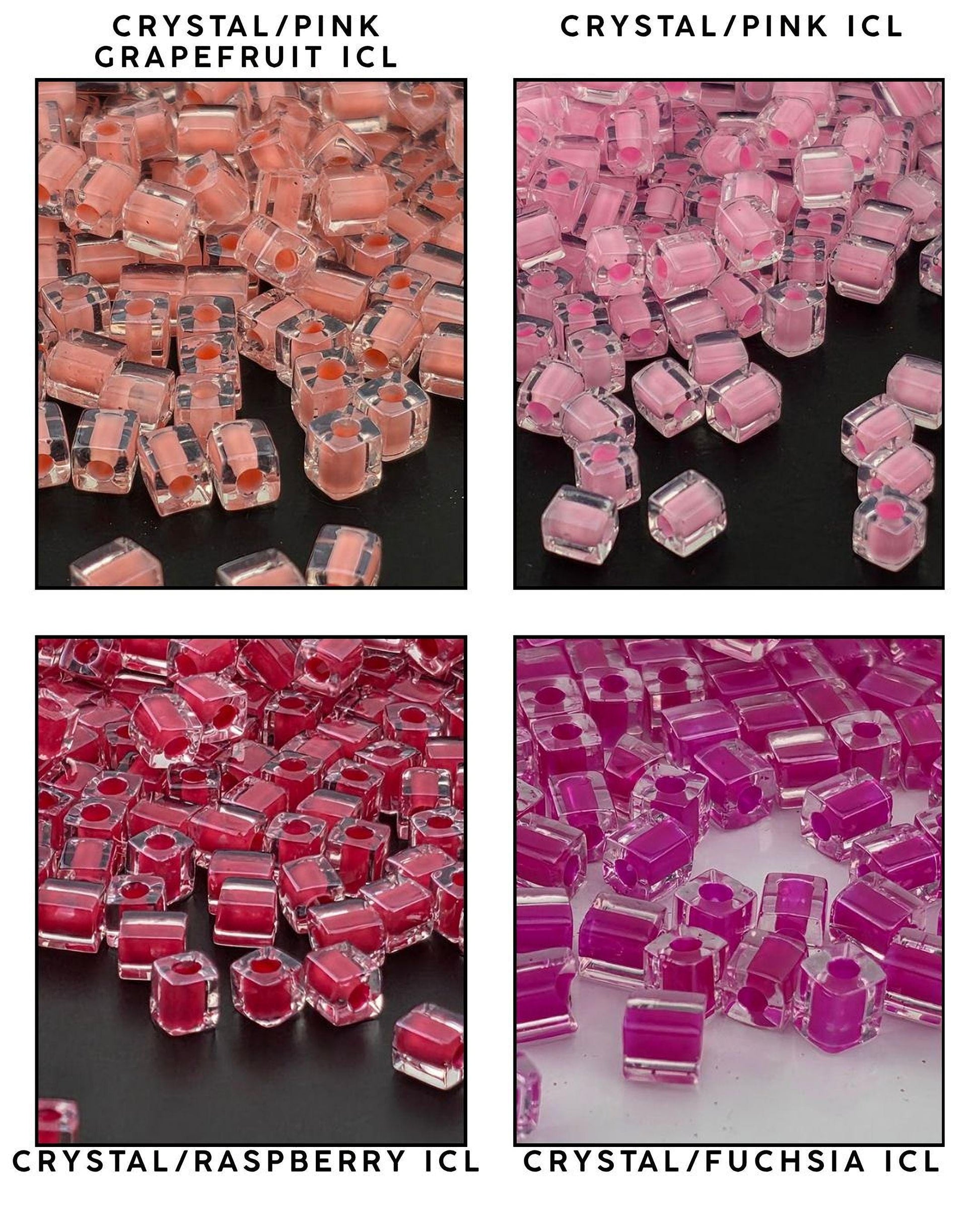 Miyuki 4mm Cube Beads 15g - Crystal, Inside Color Lined & Opaque - Choice of 21 Colors or Full Collection Set - Japanese Glass Square Bead