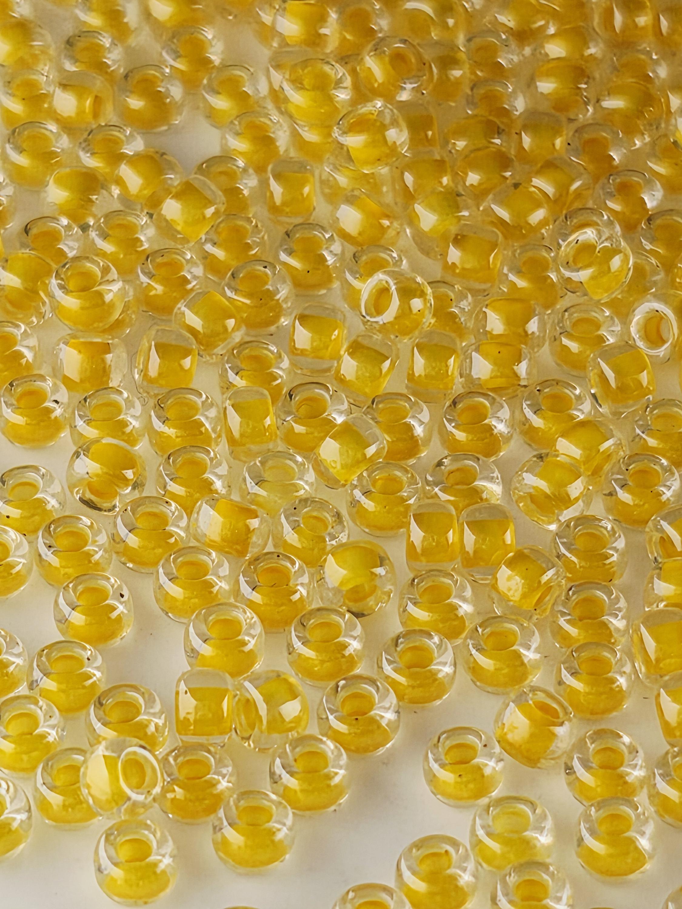 8-0202 Miyuki Rocaille 8/0 | Crystal/Canary Yellow Inside Color Lined 20g