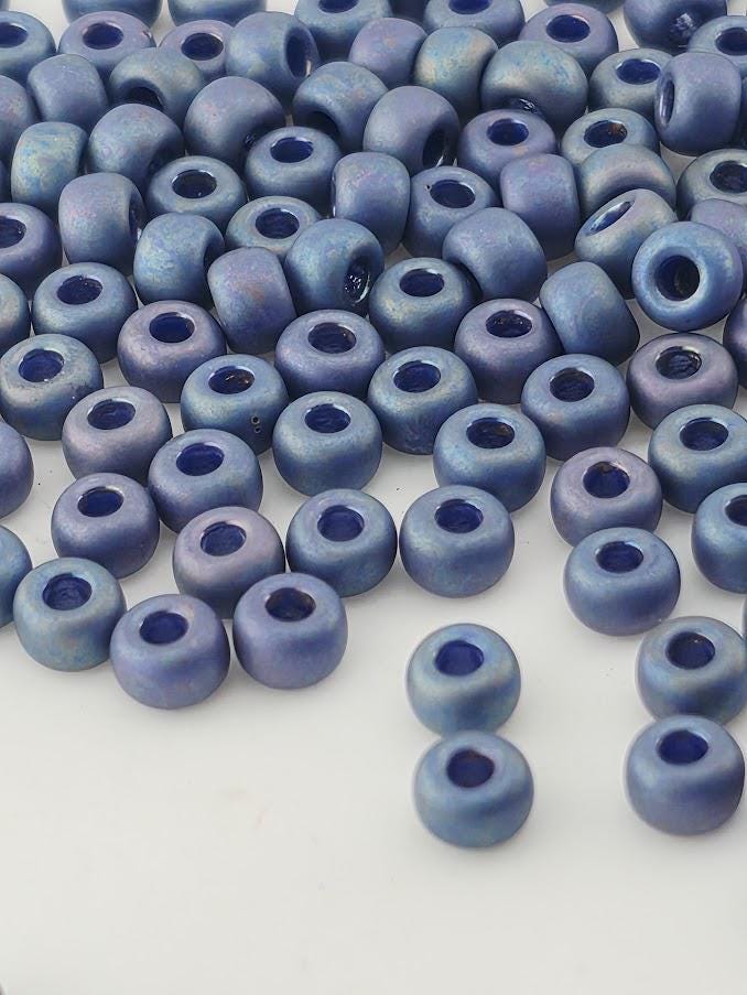 Miyuki Rocaille Beads: Blue Iris Opaque Matte Rainbow Glazed - Size 6/0
