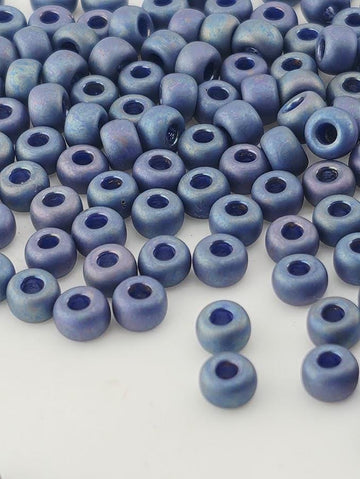 Miyuki Rocaille Beads: Blue Iris Opaque Matte Rainbow Glazed - Size 6/0