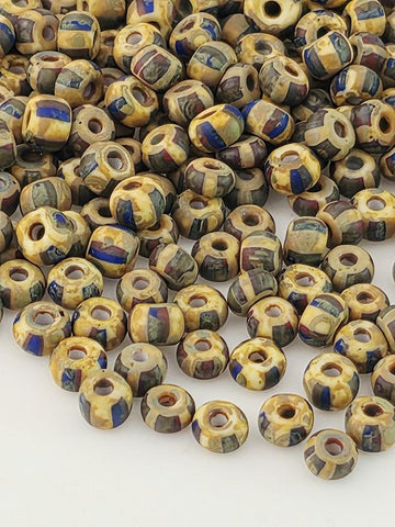 Preciosa 8/0 Seed Beads 8/0 Aged White Red & Blue ram - 15g - Czech Glass Rocaille for Jewelry Making