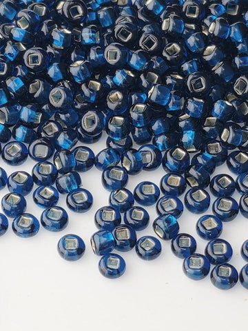 Transparent Dark Aquamarine Silver LIned | Size 8 | 15g | Preciosa-Ornela Glass Seed Beads