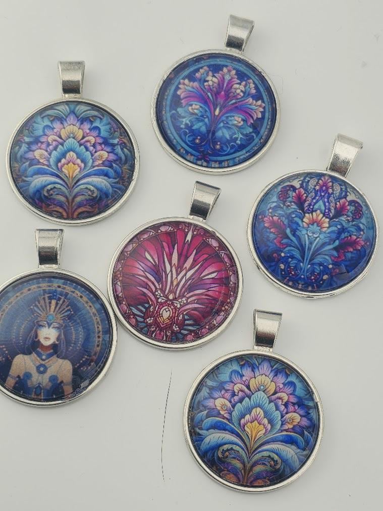 Glass Bead Soup Mix - Mystic Bohemia | Pink, Turquoise and Purple Glass Beads | Paisley, Mandala and Goddess Pendants