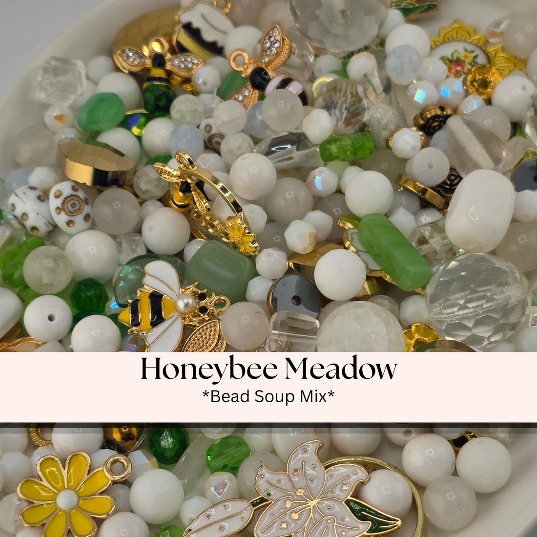 Garden Gemstone Bead Mix, Quartz & Magnesite with Glass Charms (2oz Pack)