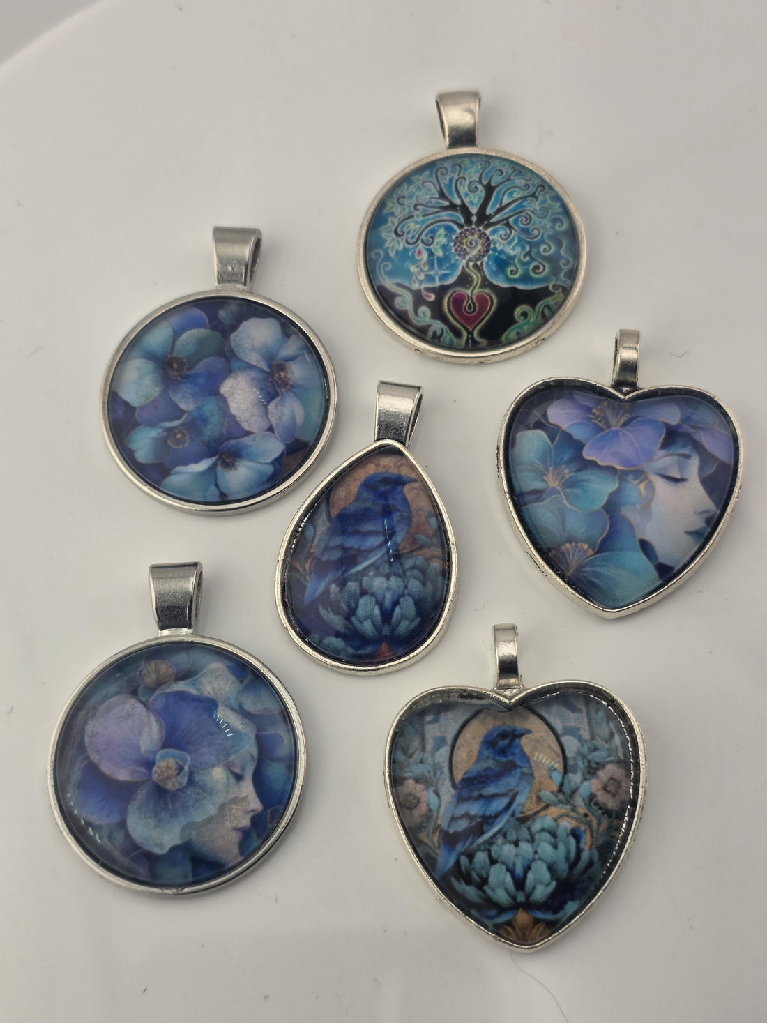 Sunshine Sky Bead Soup Mix | Aqua Sky Blue Glass Beads | Heart Sentiment Cabochon Pendants | DIY Jewelry Making | Learise Curated Mix