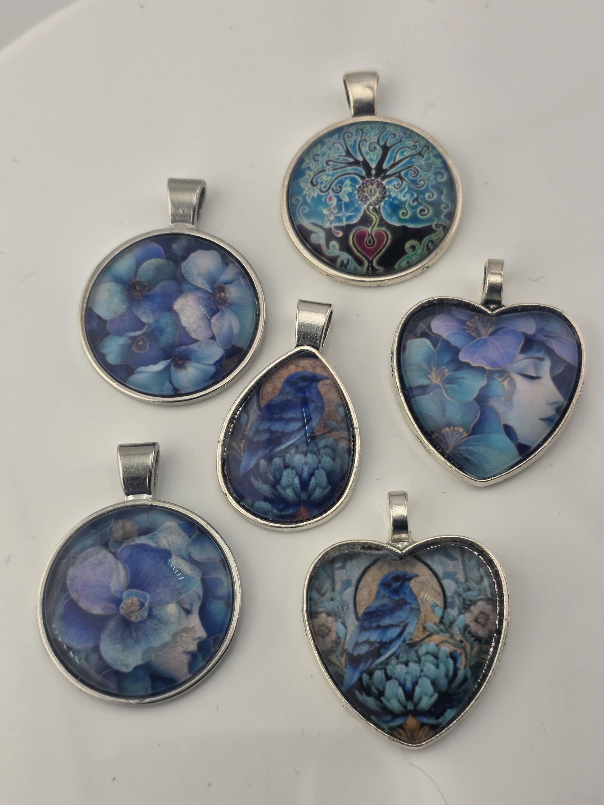 Sunshine Sky Bead Soup Mix | Aqua Sky Blue Glass Beads | Heart Sentiment Cabochon Pendants | DIY Jewelry Making | Learise Curated Mix