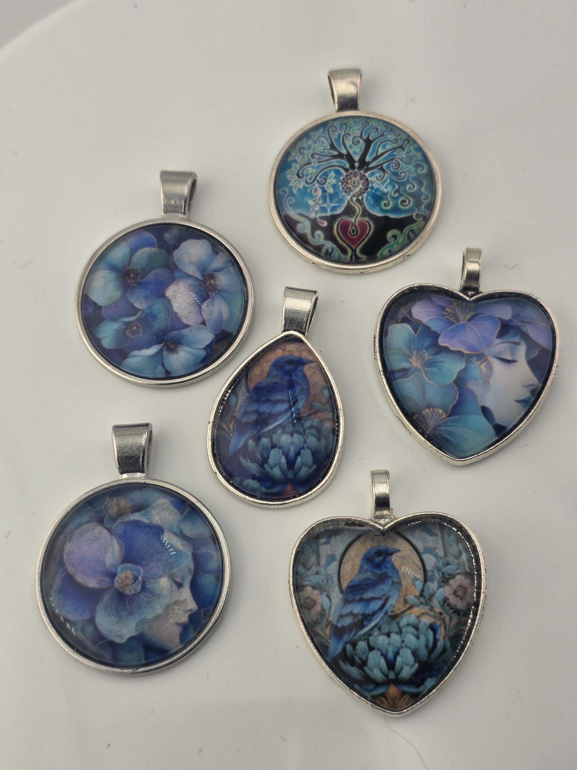 Sunshine Sky Bead Soup Mix | Aqua Sky Blue Glass Beads | Heart Sentiment Cabochon Pendants | DIY Jewelry Making | Learise Curated Mix