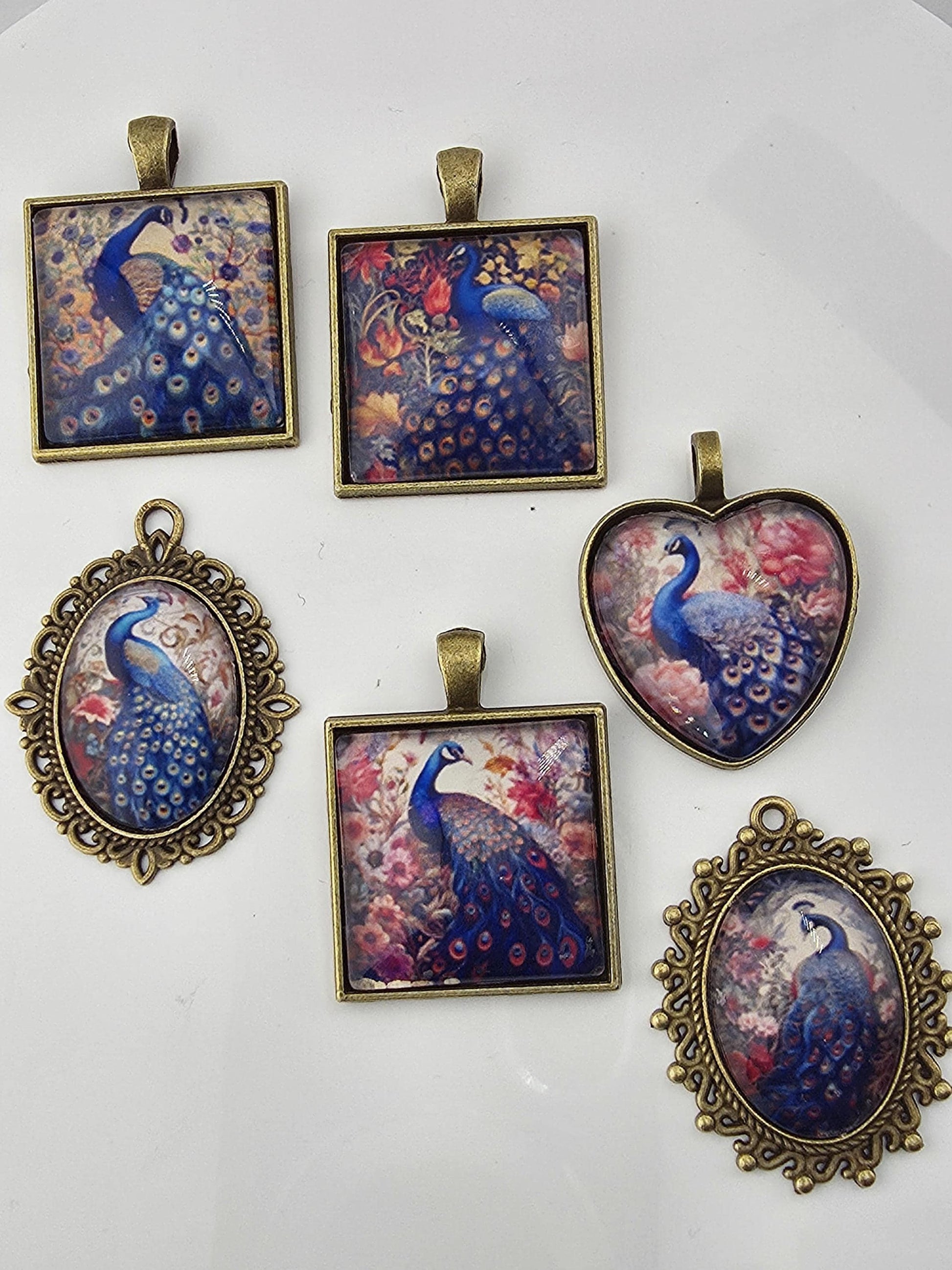 Peacock Pearl Bead Soup Mix | Cobalt Bronze Glass Beads | Peacock Feather Cabochon Pendants | DIY Jewelry Making | Learise Curated Mix