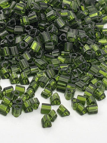 TOHO Triangle 11/0 Transparent Olivine 2.5 Tube