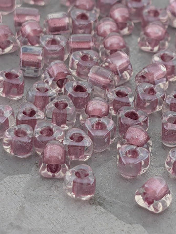 Crystal/Mauve Inside Color Lined Sparkle Miyuki Triangle Size 5/0 (15g Pkg)