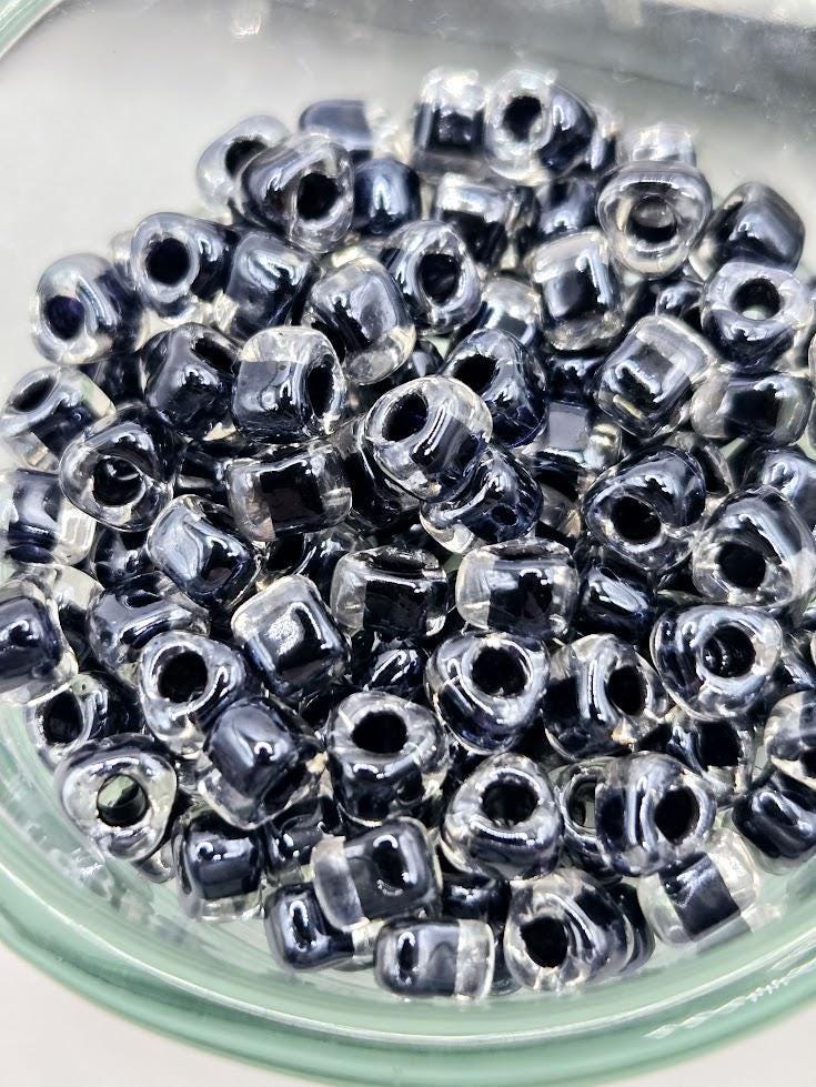 Crystal/Black Inside Color Lined Miyuki Triangle Size 5/0 (15g Pkg)