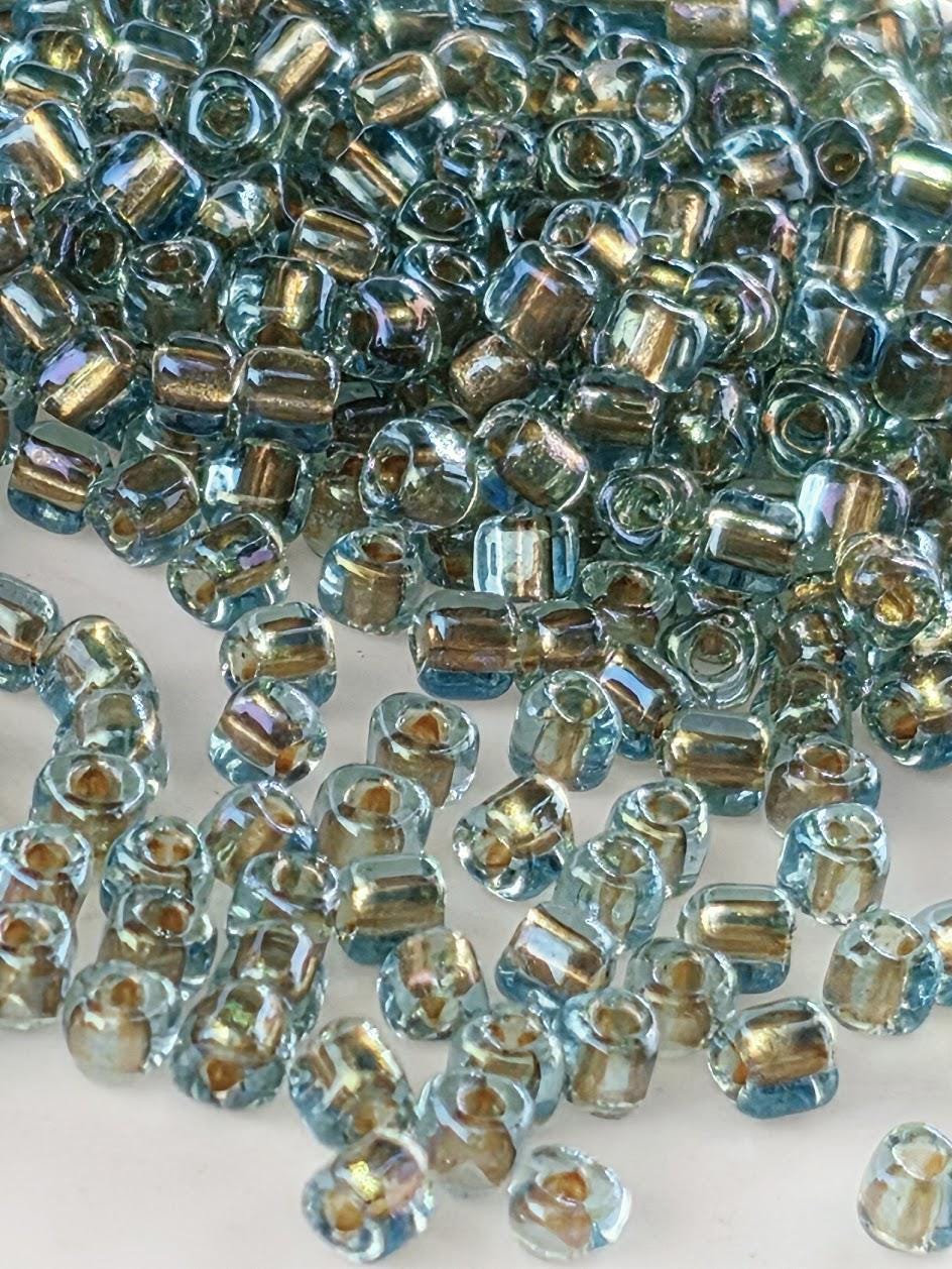 Blue/Bronze Inside Color Lined Sparkle Miyuki Triangle Size 10/0 (15g Pkg)