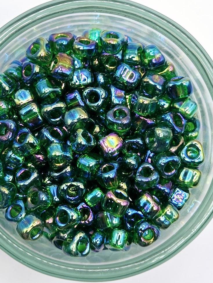 Kelly Green Translucent Rainbow Miyuki Triangle Size 5/0 (15g Pkg)