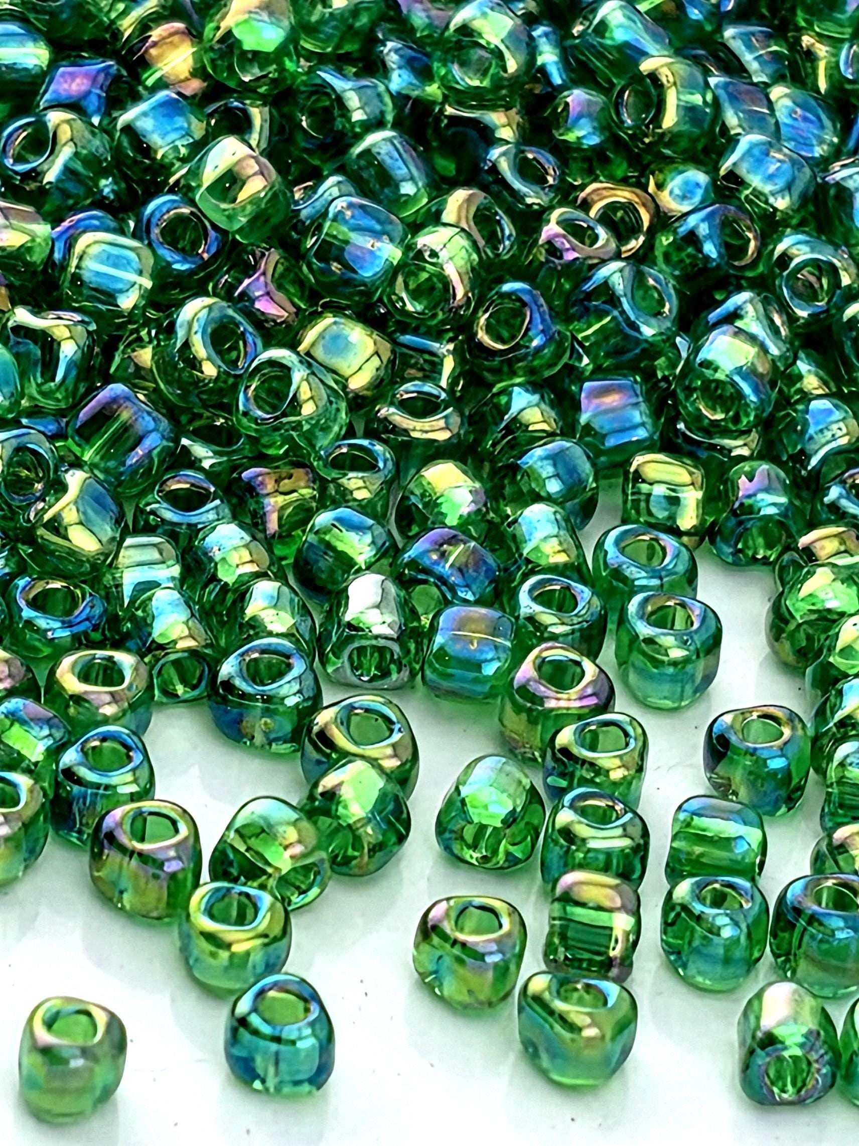 Medium Green Translucent Rainbow Miyuki Triangle Size 10/0 (15g Pkg)