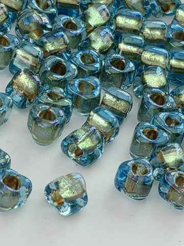 Blue/Bronze Inside Color Lined Sparkle Miyuki Triangle Size 5/0 (15g Pkg)