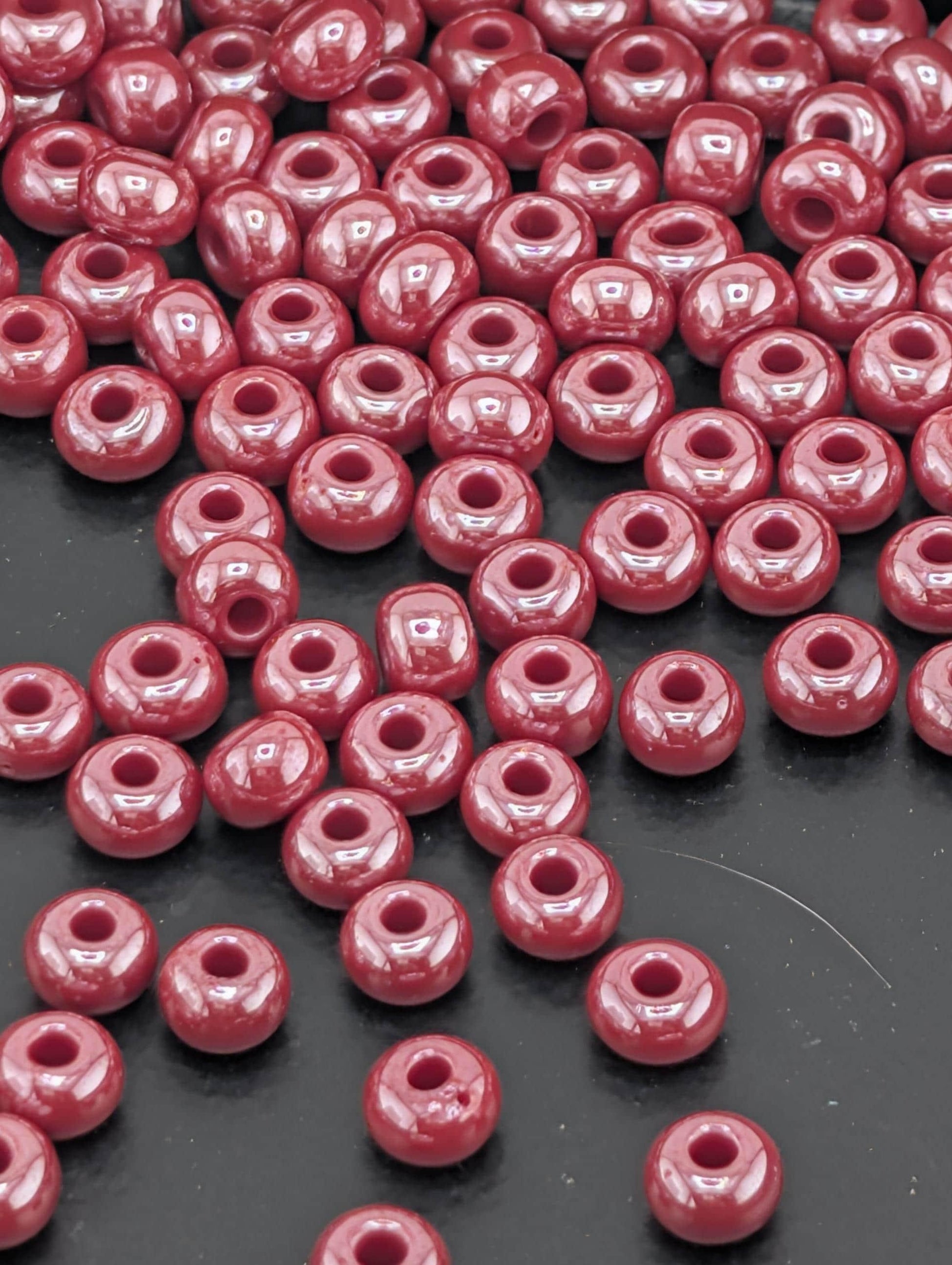 Opaque Luster Dark Red | Preciosa Ornela Seed Beads | Size 6/0 | 15g Pkg ~225 pcs