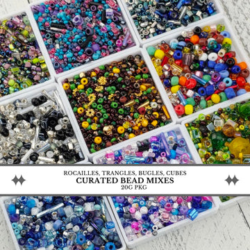 Seed Bead Mixes - Assorted Size and Shape Glass Beads for Loom Weaving, Fringe Earrings, & Jewelry Making - Multi-Color 20g Bag