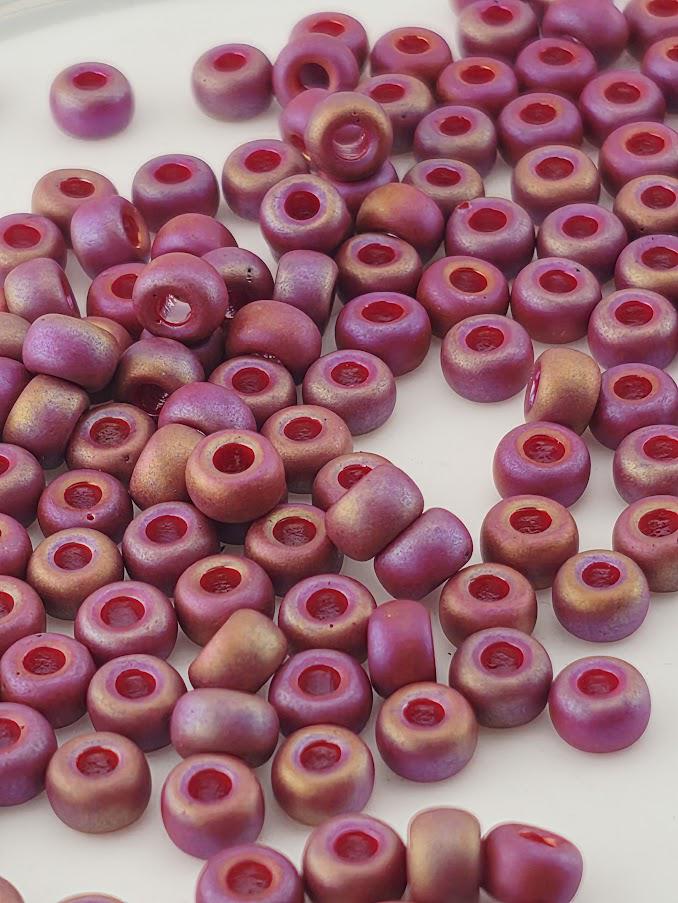Miyuki Rocaille Beads: Poinsettia Opaque Matte Rainbow Glaze, Size 6/0