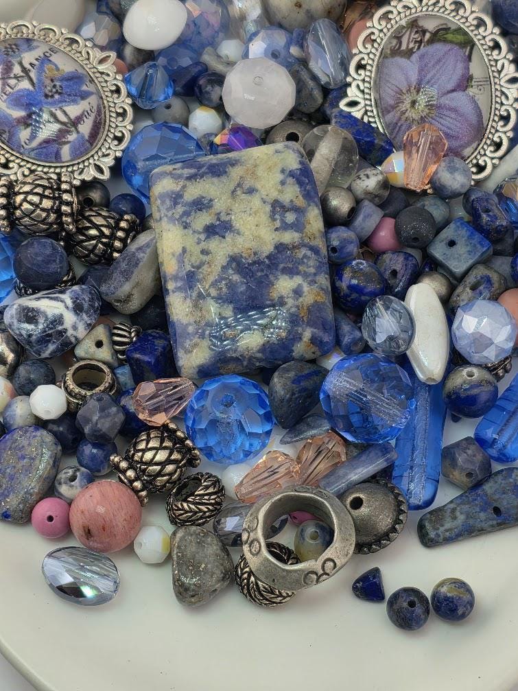 Gemstone Bead Mix: Sodalite and Mixed Metal (2oz Craft Supply)