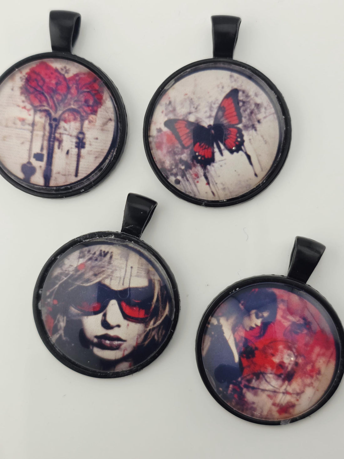 Ruby Shadows Bead Soup Mix | Red and Black Glass Beads | Gothic Portrait Cabochon Pendants | DIY Jewelry Making | Learise Curated Mix