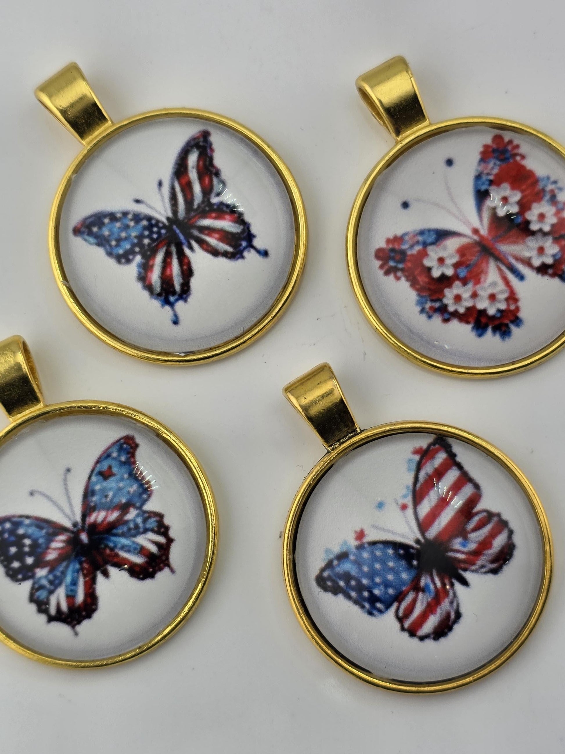 Star-Spangled Bead Soup Mix | Red, White and Blue Glass Beads | Patriotic Butterfly Cabochon Pendants | DIY Jewelry Making