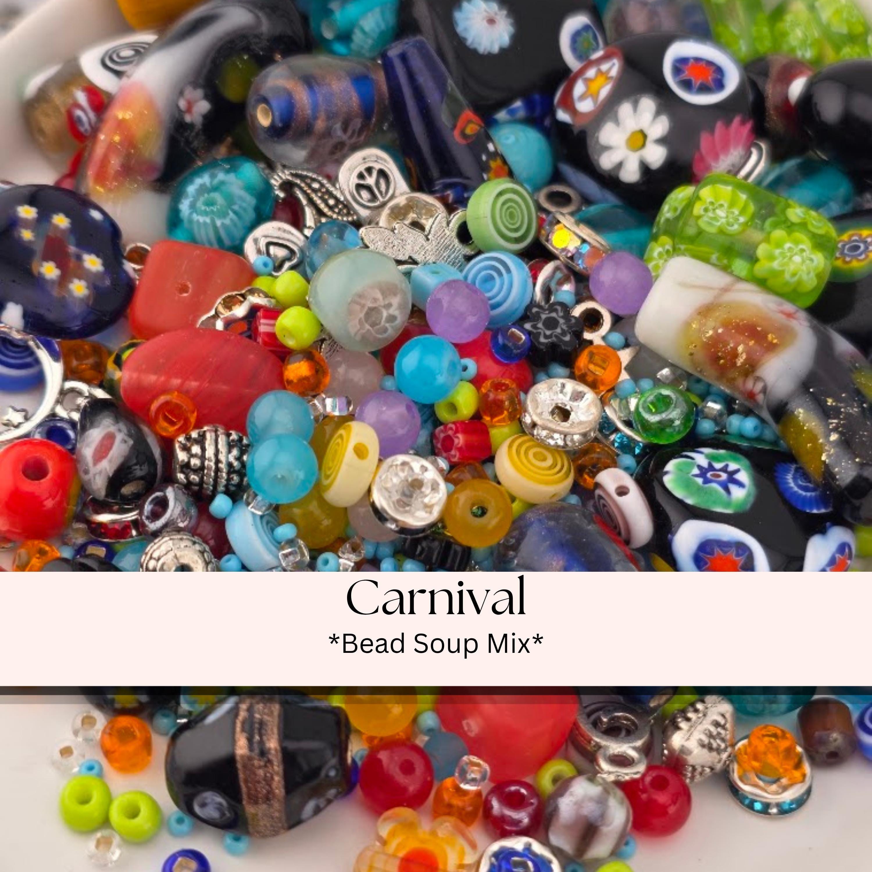Glass Bead Soup Mix - Carnival | Rainbow Millefiori and Lampwork Glass Beads | DIY Jewelry Making Supply