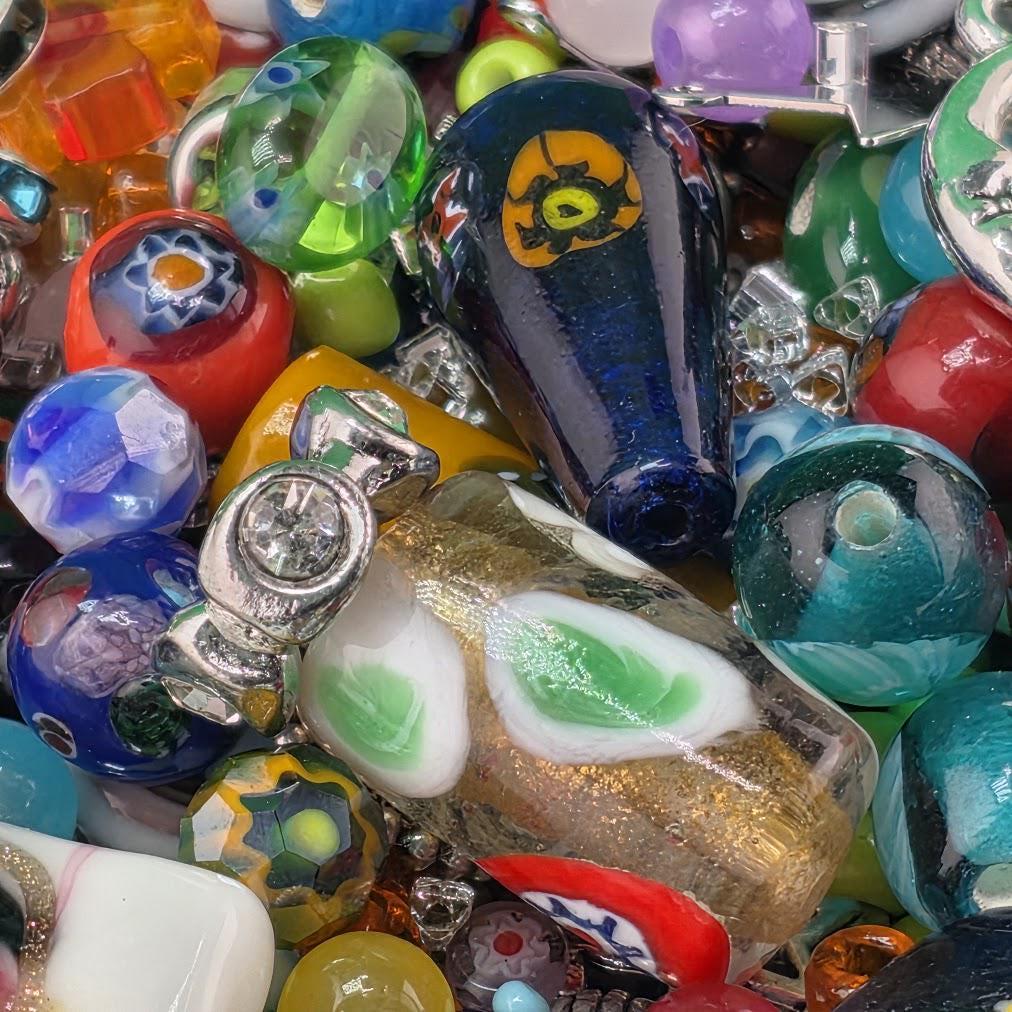 Glass Bead Soup Mix - Carnival | Rainbow Millefiori and Lampwork Glass Beads | DIY Jewelry Making Supply