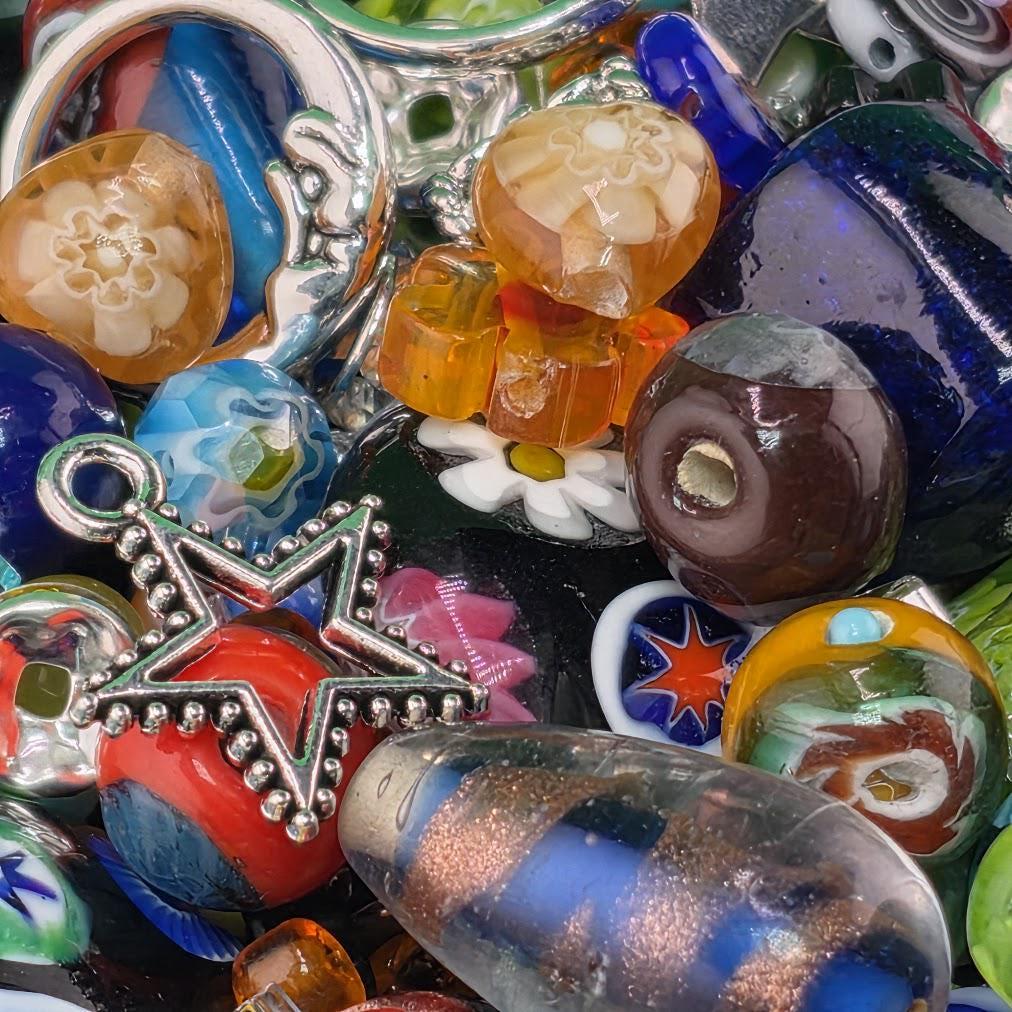 Glass Bead Soup Mix - Carnival | Rainbow Millefiori and Lampwork Glass Beads | DIY Jewelry Making Supply