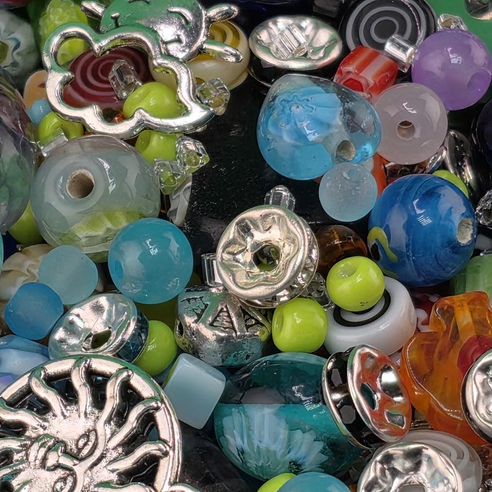 Glass Bead Soup Mix - Carnival | Rainbow Millefiori and Lampwork Glass Beads | DIY Jewelry Making Supply