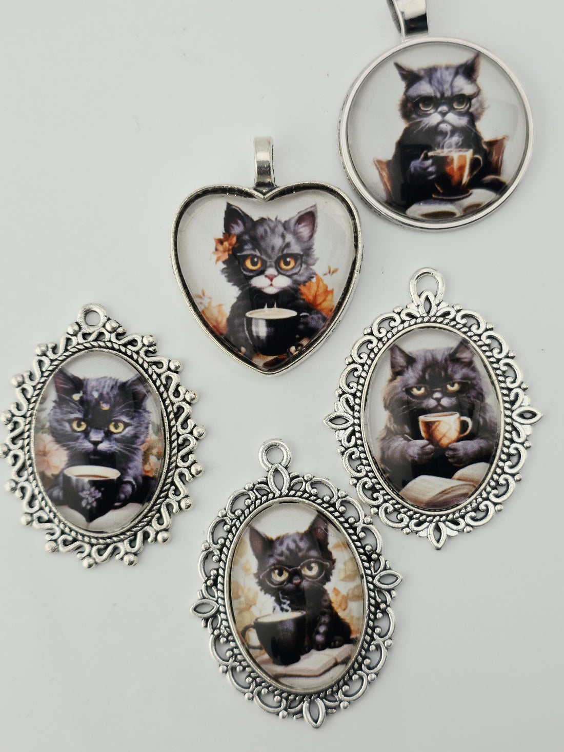 Whiskers and Cream Bead Soup Mix | Warm Brown and Cream Glass Beads | Cat Cabochon Pendants | DIY Jewelry Making | Learise Curated Mix