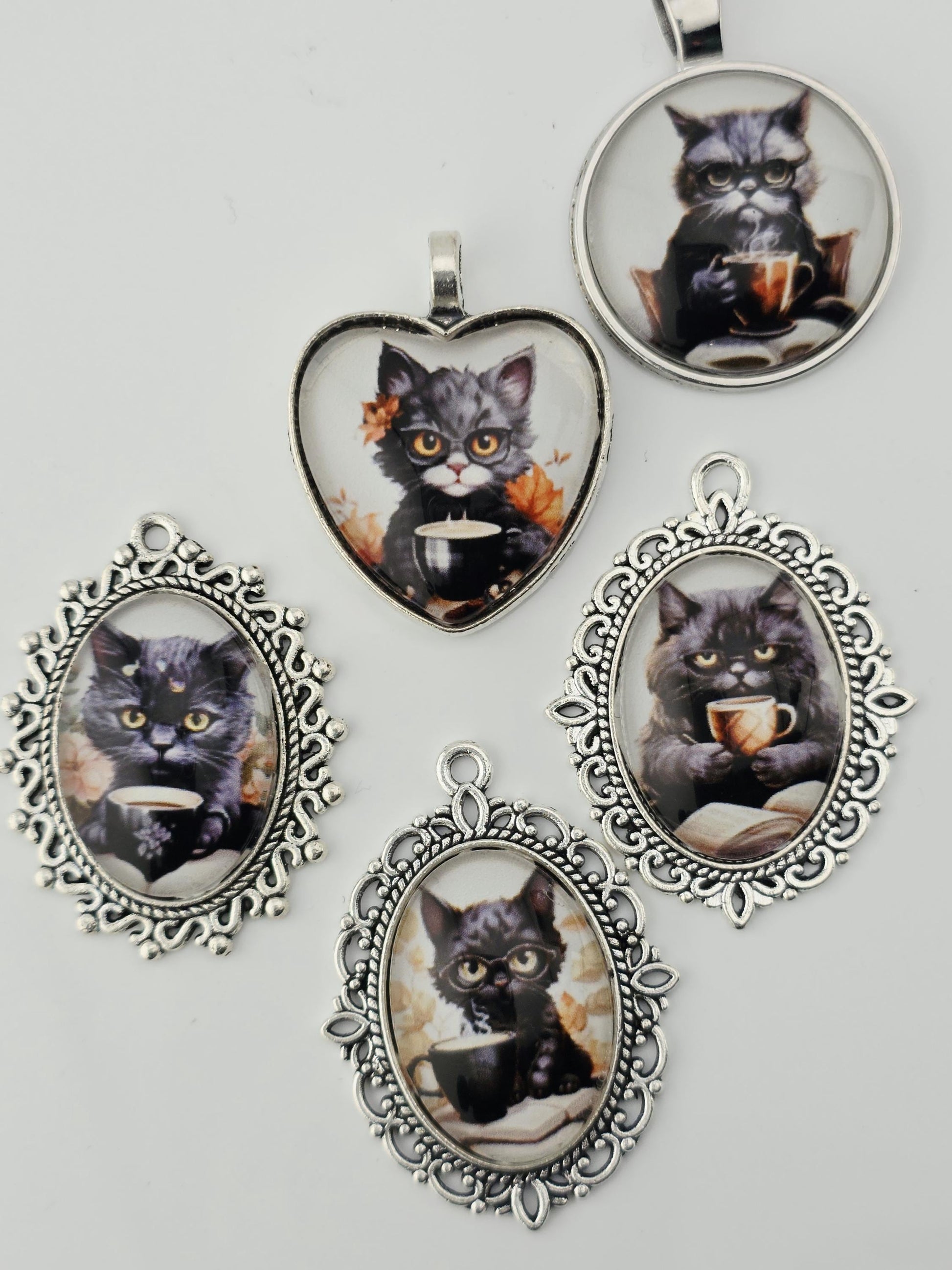 Whiskers and Cream Bead Soup Mix | Warm Brown and Cream Glass Beads | Cat Cabochon Pendants | DIY Jewelry Making | Learise Curated Mix