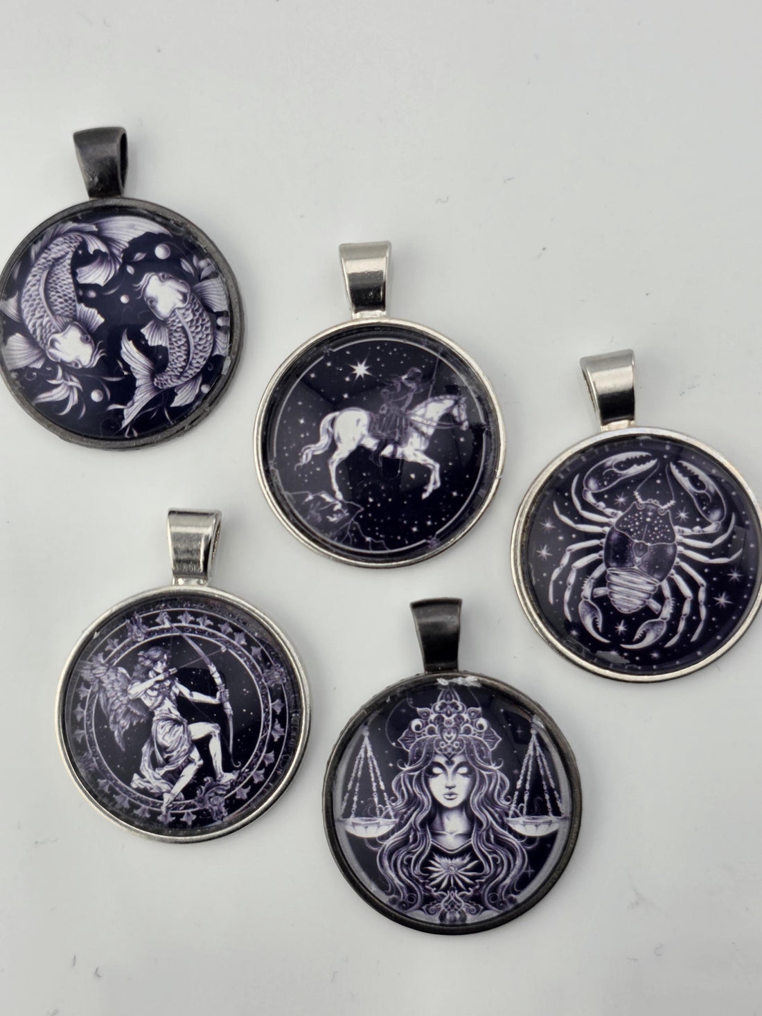Starborn Bead Soup Mix | Inky Purple and Silver Glass Beads | Zodiac Cabochon Pendants | DIY Jewelry Making | Learise Curated Mix